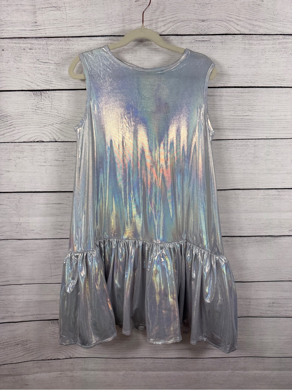 NWT The Tiny Universe Silver Holographic Gloss Dress Girls Size 8Y (128)